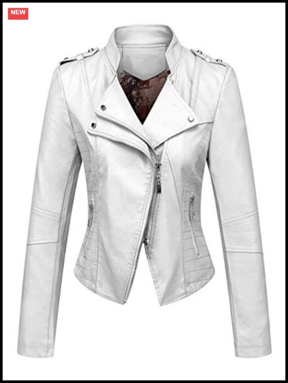 Candy Color Asymmetric Zip Slim Faux Leather Cropped Moto Jacket